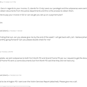 Nag Law Firm P.C - Showing the questions I had on the Invoice, also this invoice was 18 days past due when they filed to withdraw from my case. - Criminal Defense Law Near Me - Fort Worth, Texas Nag Law Firm P.C - Showing the questions I had on the Invoice, also this invoice was 18 days past due when they filed to withdraw from my case. - Criminal Defense Law Near Me - Fort Worth, Texas