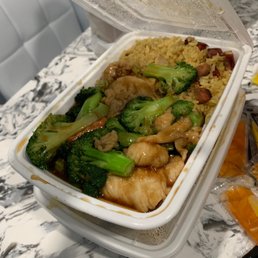 Chicken Broccoli with Pork fried rice
