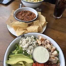 Cobb Salads and a bowl of chili