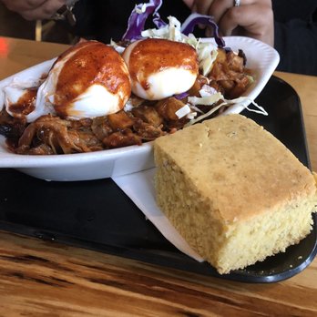 Egg - Pulled pork Hash with side of cornbread - Breakfast & Brunch Near Me - Saint Louis, Missouri
