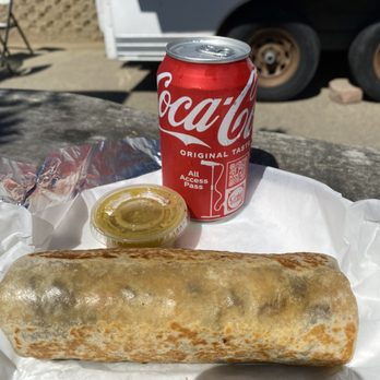 Boni's Tacos - Junior carne asada burrito. Can soda ! - Mexican Near Me - Cambria, California
