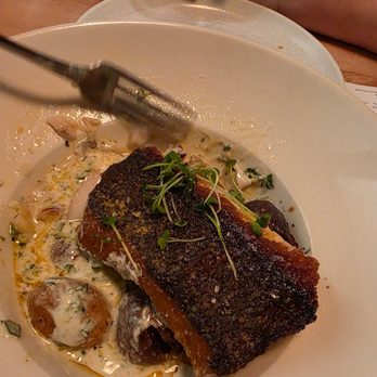 Crafted - Blacked Cod with the most crispy skin and velvety yogurt herb sauce...you will want more...this is half of the dish...oops. - Desserts Near Me - Yakima, Washington Crafted - Blacked Cod with the most crispy skin and velvety yogurt herb sauce...you will want more...this is half of the dish...oops. - Desserts Near Me - Yakima, Washington