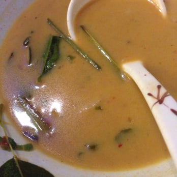 Thai Patio - Tom Kai soup. Kind has a coconut water base with a strong lemon flavor. - Thai Near Me - Mesa, Arizona Thai Patio - Tom Kai soup. Kind has a coconut water base with a strong lemon flavor. - Thai Near Me - Mesa, Arizona