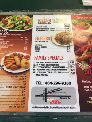 Menu photo 2 Wing Master Stone Mountain, GA