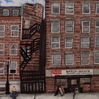Mangia Mangia - a painting of a fire escape staircase - Italian Near Me - Boston, Massachusetts Mangia Mangia - a painting of a fire escape staircase - Italian Near Me - Boston, Massachusetts