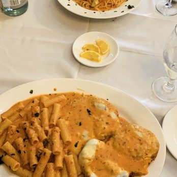 Robert's Scratch Kitchen - Crab Pomodoro (top) Penne Vodka with Gluten free Breaded Chicken (bottom) - New American Near Me - Totowa, New Jersey Robert's Scratch Kitchen - Crab Pomodoro (top) Penne Vodka with Gluten free Breaded Chicken (bottom) - New American Near Me - Totowa, New Jersey