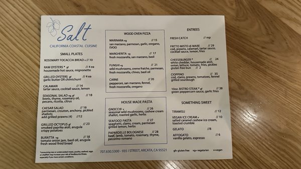 Menu photo 5 Salt  Arcata, CA