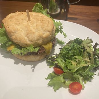 Sibling by Pushkin's - Cheese burger with side salad. Was very good. - New American Near Me - Sacramento, California Sibling by Pushkin's - Cheese burger with side salad. Was very good. - New American Near Me - Sacramento, California