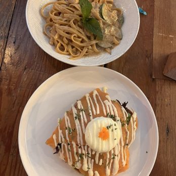 Aroma Craft Coffee - Rich Miso Pasta and Smoked Salmon Toast - Coffee Roasteries Near Me - Walnut, California