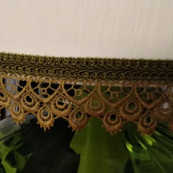 Lampshade Specialties - The infamous gold lace, on its dirty side since the lamp has a tarnished look anyways. The new green ribbon trim. - Lighting Fixtures & Equipment Near Me - Los Angeles, California Lampshade Specialties - The infamous gold lace, on its dirty side since the lamp has a tarnished look anyways. The new green ribbon trim. - Lighting Fixtures & Equipment Near Me - Los Angeles, California