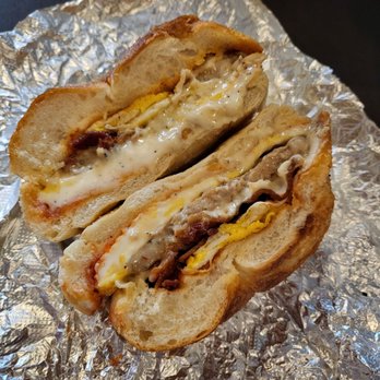 Legal Grounds - Sausage bacon egg and cheese on a roll - yummm - Coffee & Tea Near Me - Jersey City, New Jersey Legal Grounds - Sausage bacon egg and cheese on a roll - yummm - Coffee & Tea Near Me - Jersey City, New Jersey