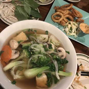 Meekong Kitchen - Vegetarian Pho + Calamari in the background - Vietnamese Near Me - Seattle, Washington Meekong Kitchen - Vegetarian Pho + Calamari in the background - Vietnamese Near Me - Seattle, Washington