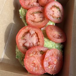Bagel (tomatoes not seasoned, but they have salt and pepper packets in store) Bagel (tomatoes not seasoned, but they have salt and pepper packets in store)