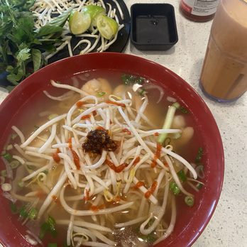 Pho Bac Ky - Large shrimp pho and Thai tea without boba - Vietnamese Near Me - Tustin, California Pho Bac Ky - Large shrimp pho and Thai tea without boba - Vietnamese Near Me - Tustin, California