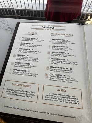 Menu photo 1 Smith Tower Observatory Bar Seattle, WA Menu photo 1 Smith Tower Observatory Bar Seattle, WA