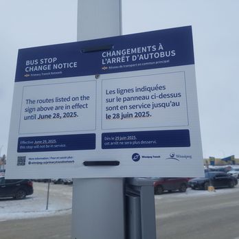 CF Polo Park - Bus stop change notice - Shopping Centers Near Me - Winnipeg, Manitoba