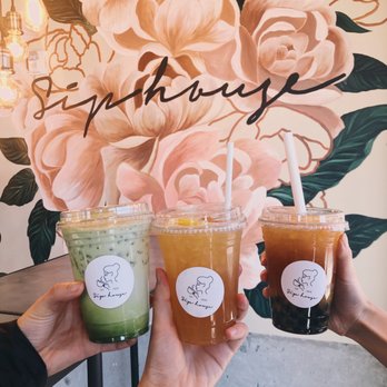 Sip House - (Left to Right) Matcha Latte, Lime Lemongrass Tea, Peach Orange Lemongrass Tea - Coffee & Tea Near Me - Seattle, Washington Sip House - (Left to Right) Matcha Latte, Lime Lemongrass Tea, Peach Orange Lemongrass Tea - Coffee & Tea Near Me - Seattle, Washington