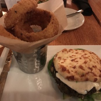 Maggie McFly's - Homemade veggie burger, on a gluten free rice & cheese bun!! I've never heard of such a thing, now I can finally have a bun with a burger! - New American Near Me - Middlebury, Connecticut