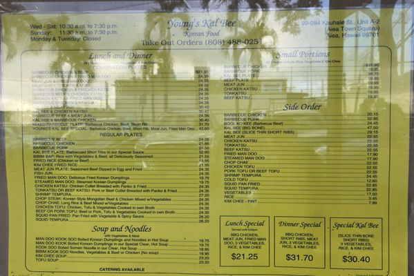 Menu photo 2 Young's Kalbee Aiea, HI