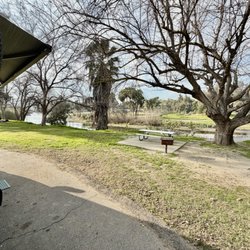 Kern River Campground - Campsite 19 grass area. Its one of the smaller grass areas.  The one on the left (21) had more area.