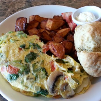 Sage Biscuit Cafe - Garden omlette, roasted potatos and a sage biscuit. - Breakfast & Brunch Near Me - Bradenton, Florida Sage Biscuit Cafe - Garden omlette, roasted potatos and a sage biscuit. - Breakfast & Brunch Near Me - Bradenton, Florida