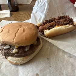 Ti-On Lounge - Jumbo pepper burger (served anytime) and coney dog (Tuesday special)