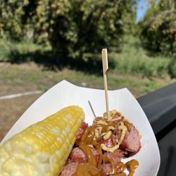 The Fruit Bowl - Molinari Sausage and corn. Delicious!!