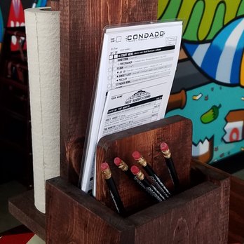 Condado Tacos - each table has a menu/order form stand - Tacos Near Me - Indianapolis, Indiana Condado Tacos - each table has a menu/order form stand - Tacos Near Me - Indianapolis, Indiana