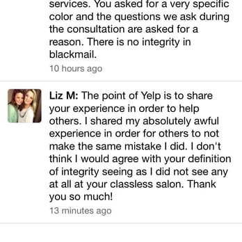 Red Salon - When I thought it couldn't get any worse... Here is the rude, non apologetic message I received from the owner after my review - Hair Salons Near Me - Raleigh, North Carolina
