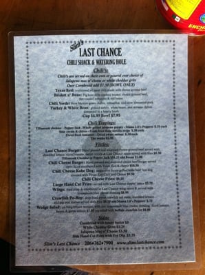 Menu photo 8 Slim's Last Chance Seattle, WA