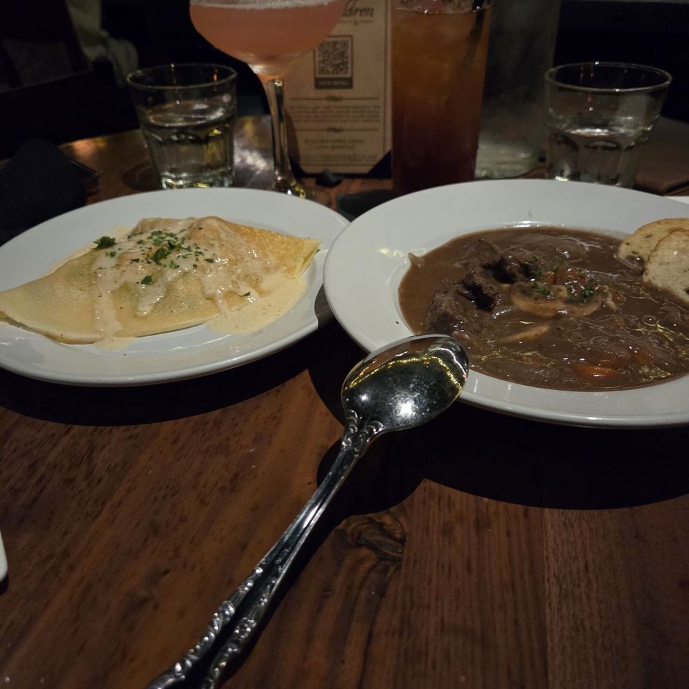 Beef bourginon and chicken rosemary crepe Beef bourginon and chicken rosemary crepe