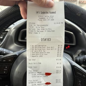 Lee's Sandwiches - MYSTERY CHARGE. After sketchy interaction. - Vietnamese Near Me - Rosemead, California Lee's Sandwiches - MYSTERY CHARGE. After sketchy interaction. - Vietnamese Near Me - Rosemead, California
