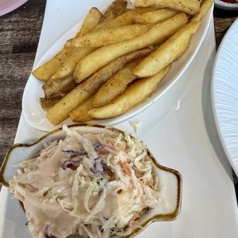 Salt Smokehouse - Sides: Creamy Ginger Serrano Coleslaw & Beef Tallow Fries - Barbeque Near Me - Huntsville, Alabama Salt Smokehouse - Sides: Creamy Ginger Serrano Coleslaw & Beef Tallow Fries - Barbeque Near Me - Huntsville, Alabama