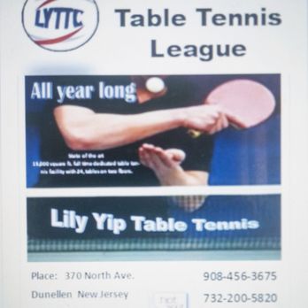 Lily Yip Table Tennis Center - Friday night League 7 p.m. to 11 p.m. - Tennis Near Me - Dunellen, New Jersey Lily Yip Table Tennis Center - Friday night League 7 p.m. to 11 p.m. - Tennis Near Me - Dunellen, New Jersey