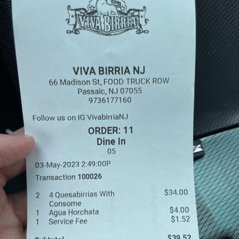 Viva Birria Nj - Receipt - Food Trucks Near Me - Passaic, New Jersey Viva Birria Nj - Receipt - Food Trucks Near Me - Passaic, New Jersey