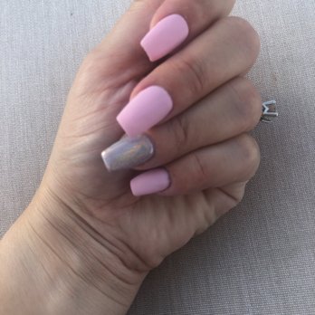 Tracy's Nails & Spa - Medium length coffin shaped matte pink and chrome nails by Brandon. - Nail Salons Near Me - Valencia, California Tracy's Nails & Spa - Medium length coffin shaped matte pink and chrome nails by Brandon. - Nail Salons Near Me - Valencia, California