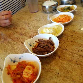 Korean Chili - The sides: kimchee, beef, potato salad, radishes, cucumbers - Korean Near Me - Tulare, California Korean Chili - The sides: kimchee, beef, potato salad, radishes, cucumbers - Korean Near Me - Tulare, California