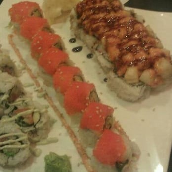 Sagami - Salmon avo roll, orange spicy tuna roll, baked scallop roll - Sushi Bars Near Me - Irvine, California