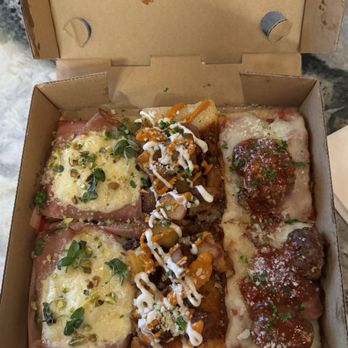 Roma Roma - Spicy meatball, patatas braves , mortadella - Pizza Near Me - Seattle, Washington