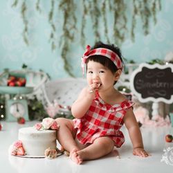 More Than Cake - Adorable Strawberry themed smash cake collaboration shoot with Tara Lindley Photography