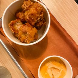 Korean fried chicken "nuggets" w/ kimchi mayo