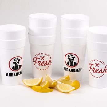 Slim Chickens - four cups with lemon slices - Southern Near Me - Houston, Texas