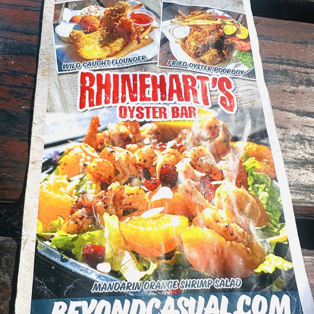 Rhinehart's Oyster Bar - One of 2 menus - Seafood Near Me - Augusta, Georgia Rhinehart's Oyster Bar - One of 2 menus - Seafood Near Me - Augusta, Georgia