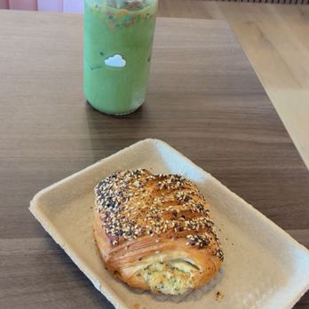 Chapters and Coffee - Everything croissant $6.50 and a Plot Twist Matcha $7.50 - Coffee & Tea Near Me - Pompton Plains, New Jersey Chapters and Coffee - Everything croissant $6.50 and a Plot Twist Matcha $7.50 - Coffee & Tea Near Me - Pompton Plains, New Jersey