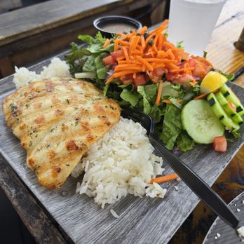Blue Water Seafood - Mission Hills - Halibut plate with lemon garlic butter and salad - Seafood Near Me - San Diego, California Blue Water Seafood - Mission Hills - Halibut plate with lemon garlic butter and salad - Seafood Near Me - San Diego, California