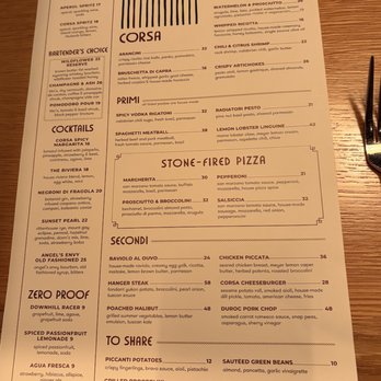 Corsa - main menu as of june 2026 - Italian Near Me - Jackson, Wyoming