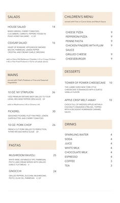 Menu photo 2 Canthooks Restaurant Calabogie, ON