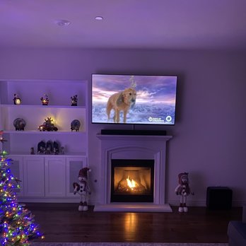 99 TV Install - Living room, 65" over the fireplace; looks great. - Home Theatre Installation Near Me - Upland, California