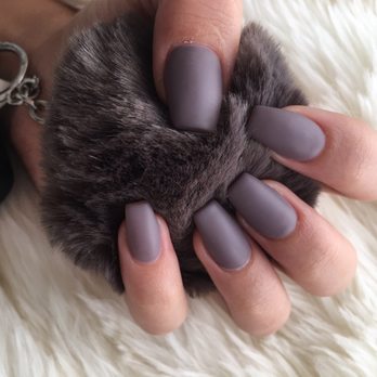 Elite Nails & Spa - Matte gel polish over coffin shaped acrylic nail. Done by Ann - Nail Salons Near Me - Placentia, California