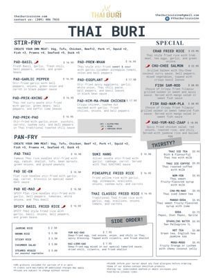 Menu photo 7 Thaiburi Modesto, CA